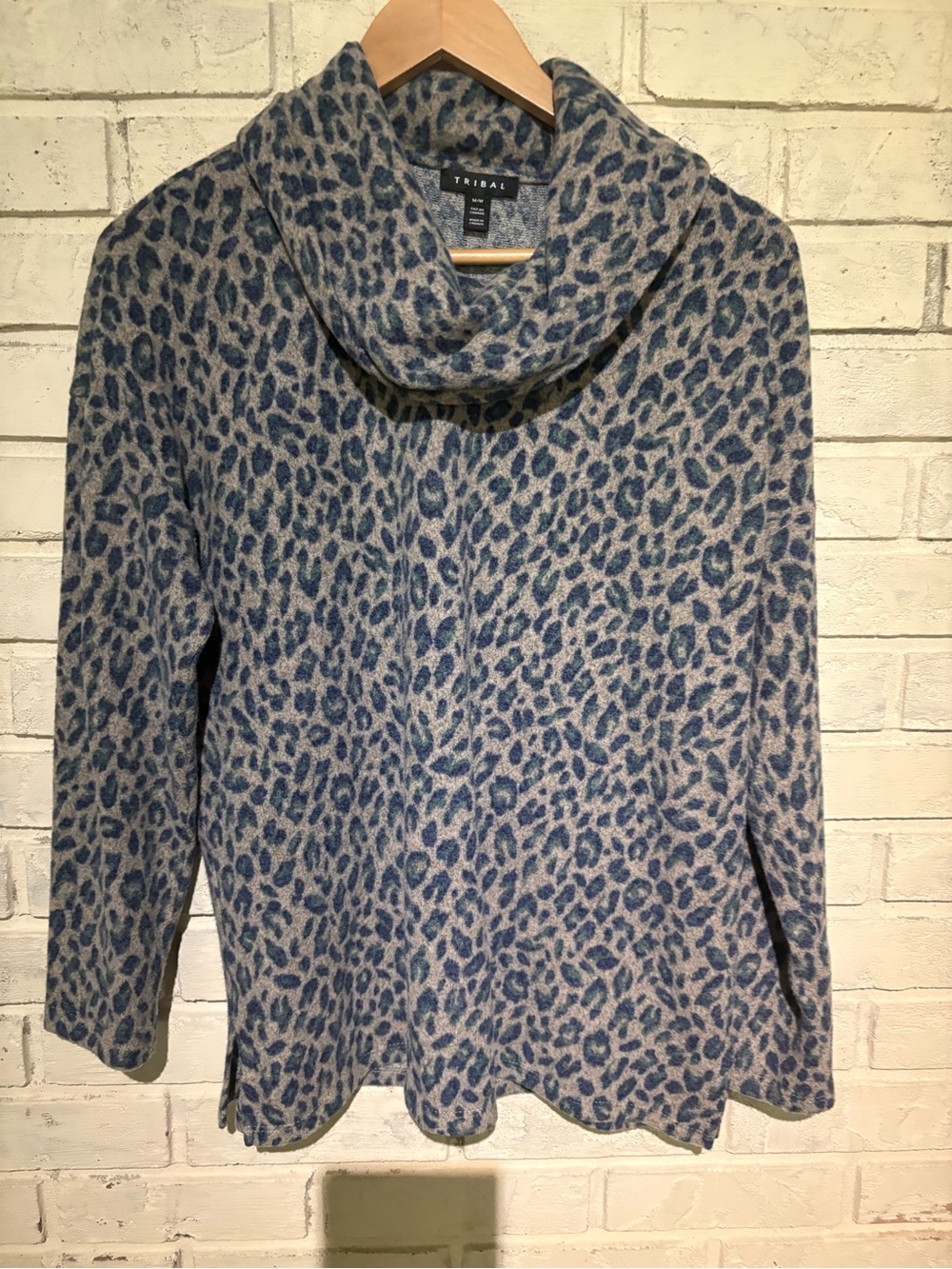 Tribal Leopard animal print cowl neck tunic